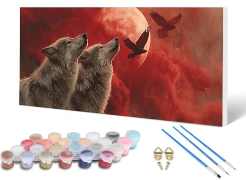 Malen Nach Zahlen Erwachsene Wolf Malen Nach Zahlen Mond, DIY Set Erwachsene Paint by Numbers mit 3 Pinsel und Acrylfarben & Knitterfreie Leinwand für Zimmer Deko Wohnzimmer 60 x 120 cm -lsy2506ZZ Malen Nach Zahlen Erwachsene Wolf Malen Nach Zahlen Mond, DIY Set Erwachsene Paint by Numbers mit 3 Pinsel und Acrylfarben & Knitterfreie Leinwand für Zimmer Deko Wohnzimmer 60 x 120 cm -lsy2506ZZ von LUESUAYN
