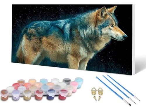Malen Nach Zahlen Erwachsene Wolf Malen Nach Zahlen Tier, DIY Set Erwachsene Paint by Numbers mit 3 Pinsel und Acrylfarben & Knitterfreie Leinwand für Zimmer Deko Wohnzimmer 40X80CM -lsy2506L2MV Malen Nach Zahlen Erwachsene Wolf Malen Nach Zahlen Tier, DIY Set Erwachsene Paint by Numbers mit 3 Pinsel und Acrylfarben & Knitterfreie Leinwand für Zimmer Deko Wohnzimmer 40X80CM -lsy2506L2MV von LUESUAYN
