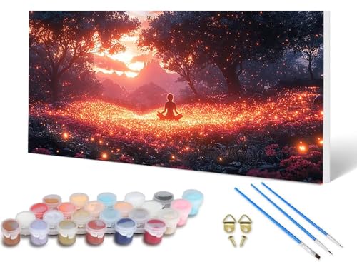 Malen Nach Zahlen Erwachsene Zen Malen Nach Zahlen Landschaft, DIY Set Erwachsene Paint by Numbers mit 3 Pinsel und Acrylfarben & Knitterfreie Leinwand für Zimmer Deko Wohnzimmer 40X80 CM -lsy2506J5 von LUESUAYN