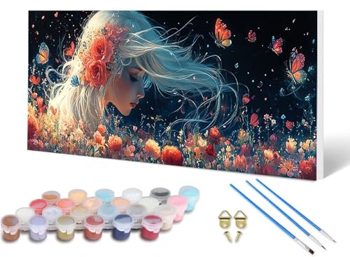 Malen Nach Zahlen Frau Malen Nach Zahlen Erwachsene Schmetterling 70X140 CM, DIY Paint by Numbers Bastelset Erwachsene Anfänger mit 3 Pinsel und Acrylfarben & Leinwand für Wanddeko -lsy2506PGF1 von LUESUAYN
