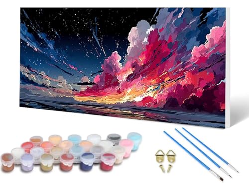 Malen Nach Zahlen Himmel Malen Nach Zahlen Erwachsene Landschaft 50X100CM, DIY Paint by Numbers Bastelset Erwachsene Anfänger mit 3 Pinsel und Acrylfarben & Leinwand für Wanddeko, Geschenke -lsy2506P2 von LUESUAYN