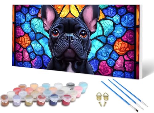 Malen Nach Zahlen Hund Malen Nach Zahlen Erwachsene Tier 50X100CM, DIY Paint by Numbers Bastelset Erwachsene Anfänger mit 3 Pinsel und Acrylfarben & Knitterfreie Leinwand für Wanddeko -lsy2506RT von LUESUAYN