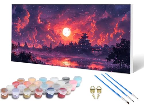 Malen Nach Zahlen Japan Malen Nach Zahlen Erwachsene Landschaft 50X100 CM, DIY Paint by Numbers Bastelset Erwachsene Anfänger mit 3 Pinsel und Acrylfarben & Leinwand für Wanddeko, Geschenke -lsy2506TN von LUESUAYN