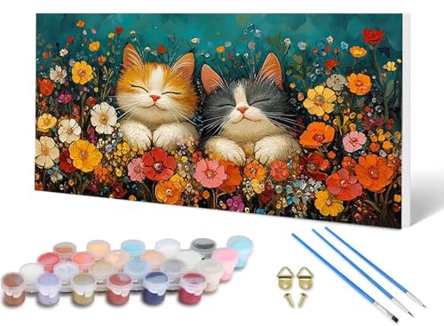 Malen Nach Zahlen Katze Malen Nach Zahlen Erwachsene Niedlich 30X60 CM, DIY Paint by Numbers Bastelset Erwachsene Anfänger mit 3 Pinsel und Acrylfarben & Knitterfreie Leinwand für Wanddeko -lsy250601 von LUESUAYN
