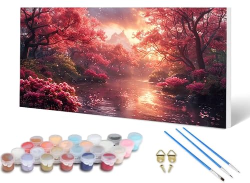 Malen Nach Zahlen Kirschblüten Malen Nach Zahlen Erwachsene Landschaft 100 x 300 cm, DIY Paint by Numbers Bastelset Erwachsene Anfänger mit 3 Pinsel und Acrylfarben & Leinwand für Wanddeko -lsy2506WZ Malen Nach Zahlen Kirschblüten Malen Nach Zahlen Erwachsene Landschaft 100 x 300 cm, DIY Paint by Numbers Bastelset Erwachsene Anfänger mit 3 Pinsel und Acrylfarben & Leinwand für Wanddeko -lsy2506WZ von LUESUAYN