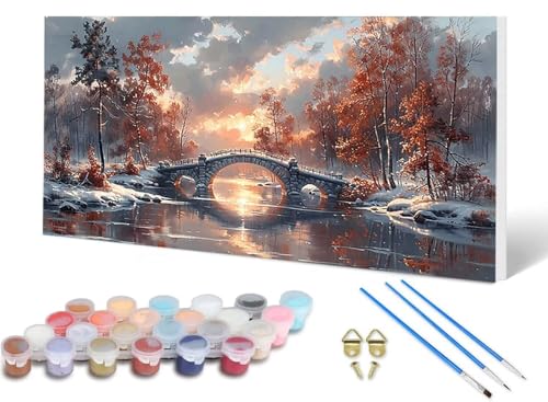 Malen Nach Zahlen Landschaft Malen Nach Zahlen Erwachsene Winter 30 x 60 cm, DIY Paint by Numbers Bastelset Erwachsene Anfänger mit 3 Pinsel und Acrylfarben & Leinwand für Wanddeko -lsy25060976 von LUESUAYN