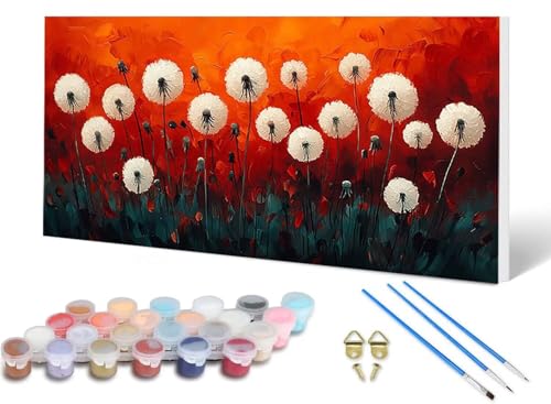 Malen Nach Zahlen Löwenzahn Malen Nach Zahlen Erwachsene Blume 50 x 100 cm, DIY Paint by Numbers Bastelset Erwachsene Anfänger mit 3 Pinsel und Acrylfarben & Leinwand für Wanddeko, Geschenke -lsy25611 von LUESUAYN