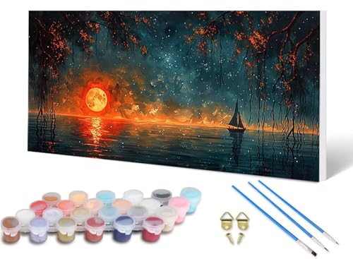Malen Nach Zahlen Mond Malen Nach Zahlen Erwachsene Landschaft 100X300 CM, DIY Paint by Numbers Bastelset Erwachsene Anfänger mit 3 Pinsel und Acrylfarben & Leinwand für Wanddeko, Geschenke -lsy250650 Malen Nach Zahlen Mond Malen Nach Zahlen Erwachsene Landschaft 100X300 CM, DIY Paint by Numbers Bastelset Erwachsene Anfänger mit 3 Pinsel und Acrylfarben & Leinwand für Wanddeko, Geschenke -lsy250650 von LUESUAYN