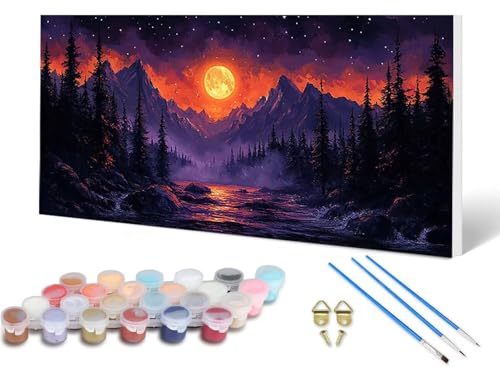 Malen Nach Zahlen Mond Malen Nach Zahlen Erwachsene Landschaft 100X300CM, DIY Paint by Numbers Bastelset Erwachsene Anfänger mit 3 Pinsel und Acrylfarben & Leinwand für Wanddeko, Geschenke -lsy2506F8 Malen Nach Zahlen Mond Malen Nach Zahlen Erwachsene Landschaft 100X300CM, DIY Paint by Numbers Bastelset Erwachsene Anfänger mit 3 Pinsel und Acrylfarben & Leinwand für Wanddeko, Geschenke -lsy2506F8 von LUESUAYN
