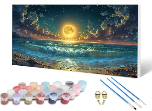 Malen Nach Zahlen Mond Malen Nach Zahlen Erwachsene Ozean 100X300CM, DIY Paint by Numbers Bastelset Erwachsene Anfänger mit 3 Pinsel und Acrylfarben & Knitterfreie Leinwand für Wanddeko -lsy2506GQ Malen Nach Zahlen Mond Malen Nach Zahlen Erwachsene Ozean 100X300CM, DIY Paint by Numbers Bastelset Erwachsene Anfänger mit 3 Pinsel und Acrylfarben & Knitterfreie Leinwand für Wanddeko -lsy2506GQ von LUESUAYN