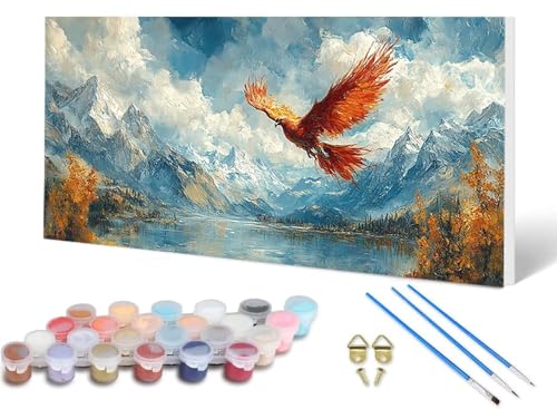 Malen Nach Zahlen Phönix Malen Nach Zahlen Erwachsene Berg 90 x 180 cm, DIY Paint by Numbers Bastelset Erwachsene Anfänger mit 3 Pinsel und Acrylfarben & Knitterfreie Leinwand für Wanddeko -lsy2506FB von LUESUAYN