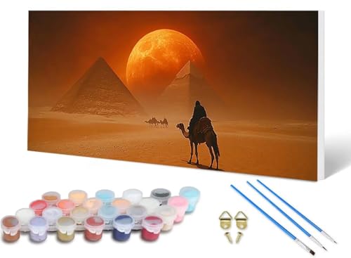Malen Nach Zahlen Pyramide Malen Nach Zahlen Erwachsene Mond 50X100CM, DIY Paint by Numbers Bastelset Erwachsene Anfänger mit 3 Pinsel und Acrylfarben & Knitterfreie Leinwand für Wanddeko -lsy25061J von LUESUAYN