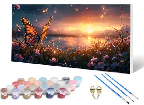 Malen Nach Zahlen Schmetterling Malen Nach Zahlen Erwachsene Sonnenuntergang 100X300CM, DIY Paint by Numbers Bastelset Erwachsene Anfänger mit 3 Pinsel und Acrylfarben & Leinwand für Wanddeko -ls256JK Malen Nach Zahlen Schmetterling Malen Nach Zahlen Erwachsene Sonnenuntergang 100X300CM, DIY Paint by Numbers Bastelset Erwachsene Anfänger mit 3 Pinsel und Acrylfarben & Leinwand für Wanddeko -ls256JK von LUESUAYN