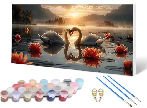 Malen Nach Zahlen Schwan Malen Nach Zahlen Erwachsene Lotus 100X300CM, DIY Paint by Numbers Bastelset Erwachsene Anfänger mit 3 Pinsel und Acrylfarben & Knitterfreie Leinwand für Wanddeko -lsy2506WA Malen Nach Zahlen Schwan Malen Nach Zahlen Erwachsene Lotus 100X300CM, DIY Paint by Numbers Bastelset Erwachsene Anfänger mit 3 Pinsel und Acrylfarben & Knitterfreie Leinwand für Wanddeko -lsy2506WA von LUESUAYN
