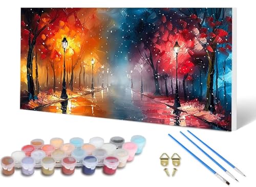 Malen Nach Zahlen Stadt Malen Nach Zahlen Erwachsene Landschaft 70X140CM, DIY Paint by Numbers Bastelset Erwachsene Anfänger mit 3 Pinsel und Acrylfarben & Leinwand für Wanddeko, Geschenke -lsy2506AW von LUESUAYN