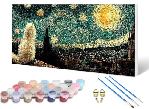 Malen Nach Zahlen Sternenhimmel Malen Nach Zahlen Erwachsene Katze 100X300 CM, DIY Paint by Numbers Bastelset Erwachsene Anfänger mit 3 Pinsel und Acrylfarben & Leinwand für Wanddeko -lsy250626 Malen Nach Zahlen Sternenhimmel Malen Nach Zahlen Erwachsene Katze 100X300 CM, DIY Paint by Numbers Bastelset Erwachsene Anfänger mit 3 Pinsel und Acrylfarben & Leinwand für Wanddeko -lsy250626 von LUESUAYN