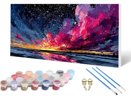 Malen Nach Zahlen Sternenhimmel Malen Nach Zahlen Erwachsene Landschaft 70X140 CM, DIY Paint by Numbers Bastelset Erwachsene Anfänger mit 3 Pinsel und Acrylfarben & Leinwand für Wanddeko -lsy250635 von LUESUAYN