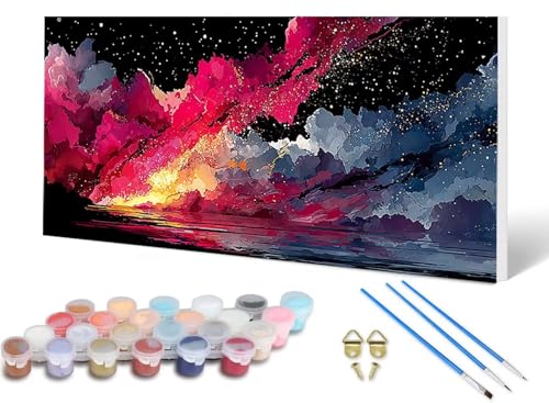 Malen Nach Zahlen Sternenhimmel Malen Nach Zahlen Erwachsene Landschaft 70X140CM, DIY Paint by Numbers Bastelset Erwachsene Anfänger mit 3 Pinsel und Acrylfarben & Leinwand für Wanddeko -lsy250646 von LUESUAYN
