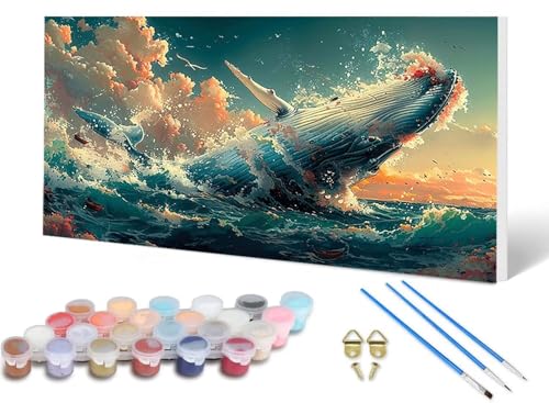 Malen Nach Zahlen Wal Malen Nach Zahlen Erwachsene Tier 100X300CM, DIY Paint by Numbers Bastelset Erwachsene Anfänger mit 3 Pinsel und Acrylfarben & Knitterfreie Leinwand für Wanddeko -lsy2506X4 Malen Nach Zahlen Wal Malen Nach Zahlen Erwachsene Tier 100X300CM, DIY Paint by Numbers Bastelset Erwachsene Anfänger mit 3 Pinsel und Acrylfarben & Knitterfreie Leinwand für Wanddeko -lsy2506X4 von LUESUAYN
