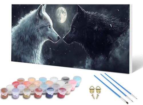 Malen Nach Zahlen Wolf Malen Nach Zahlen Erwachsene Tier 100 x 300 cm, DIY Paint by Numbers Bastelset Erwachsene Anfänger mit 3 Pinsel und Acrylfarben & Knitterfreie Leinwand für Wanddeko -lsy25062P Malen Nach Zahlen Wolf Malen Nach Zahlen Erwachsene Tier 100 x 300 cm, DIY Paint by Numbers Bastelset Erwachsene Anfänger mit 3 Pinsel und Acrylfarben & Knitterfreie Leinwand für Wanddeko -lsy25062P von LUESUAYN
