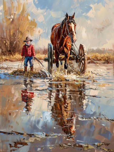 Pferd Diamond Painting XXL Tier Crystal Art, Diamond Painting Eckige Steine Basteln Erwachsene Anfänger DIY Stickerei Kreuzstich Bastelset für Wanddeko, Zimmer Deko, Geschenke (20 * 30cm) -2502y9E von LUESUAYN