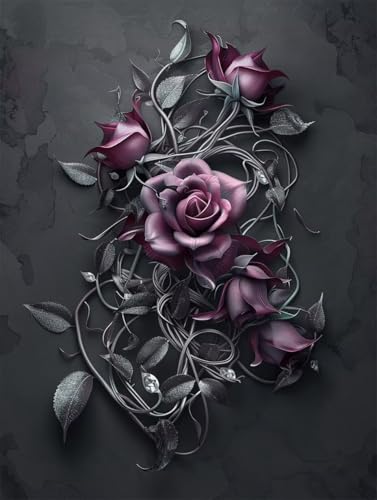 Rose Diamond Painting XXL Blume Crystal Art, Diamond Painting Eckige Steine Basteln Erwachsene Anfänger DIY Stickerei Kreuzstich Bastelset für Wanddeko, Zimmer Deko, Geschenke 40 x 55 cm -2502yMO Rose Diamond Painting XXL Blume Crystal Art, Diamond Painting Eckige Steine Basteln Erwachsene Anfänger DIY Stickerei Kreuzstich Bastelset für Wanddeko, Zimmer Deko, Geschenke 40 x 55 cm -2502yMO von LUESUAYN