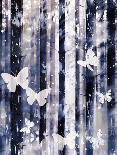 Schmetterling Diamond Painting XXL Wald Crystal Art, Diamond Painting Eckige Steine Basteln Erwachsene DIY Stickerei Kreuzstich Bastelset für Wanddeko, Zimmer Deko, Geschenke 60 x 80 cm -2502y4H von LUESUAYN