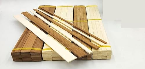 Flache Bambusstäbchen in Mehreren Größen DIY Holz Bastelmaterial Handwerksmaterialien Handgefertigte Baumodellmaterialien 30 cm lang 50 Stück (Color : 2x5mm White, Wood Thickness : Long 30cm) von LUFAA