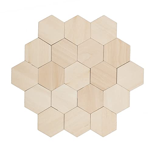 Hexagon Blank Wood Chips 10-60mm Unvollendete Holzplatte Dekorative Kunst Handwerk DIY Herstellung Hochzeit Tags Weihnachten Blanko Geschenke 10St ( Color : Hexagonal wood chips , Size : 30mm40pcs ) von LUFAA