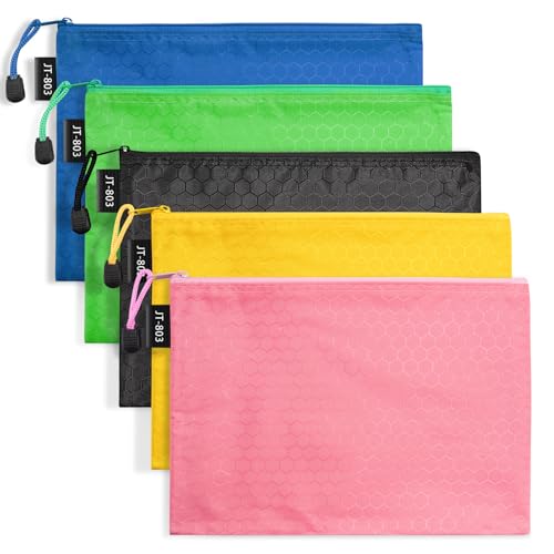 LUHIUMOYA A5-Stück Dokumententasche, Wasserdicht Dokumententasche mit Reißverschluss,Beutel für Papier, Dokumente, Datei, Kosmetika, Hausaufgaben（schwarz,Rosa,Blau,gelb,Grün） von LUHIUMOYA