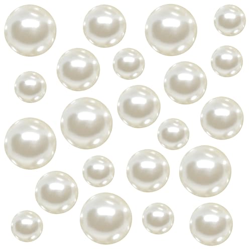 LUHOCIY 150 Stück Kunstperlen, Schwimmende Perlen, Weiße Perlen, Perlen Ohne Loch, Schwimmende ABS-Perlen für Vasen-Dekoration 8mm/14mm/20mm für Weihnachten, Valentinstag, Ostern, Geburtstage (A) von LUHOCIY