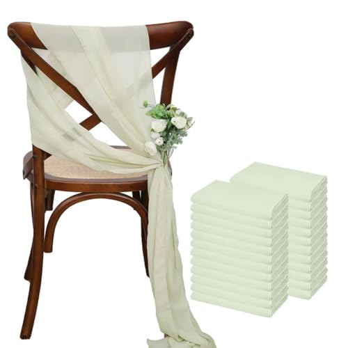 24 Stück 17 x 275 cm Chiffon-Stuhlschärpen, 12er-Set, salbeigrün, Stuhlschärpe, Hochzeit, Stuhlhussen, Band, Hochzeit, Party, Gang, Stuhldekoration, Hellgrün 24 Stück 17 x 275 cm Chiffon-Stuhlschärpen, 12er-Set, salbeigrün, Stuhlschärpe, Hochzeit, Stuhlhussen, Band, Hochzeit, Party, Gang, Stuhldekoration, Hellgrün von LUHYSU