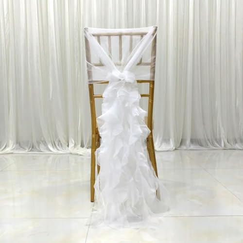 LUHYSU 1 x Stuhl-Schärpe, durchsichtige Rüschen, Stuhlbezug, Hochzeit, Geburtstag, Dekoration, weiß LUHYSU 1 x Stuhl-Schärpe, durchsichtige Rüschen, Stuhlbezug, Hochzeit, Geburtstag, Dekoration, weiß von LUHYSU