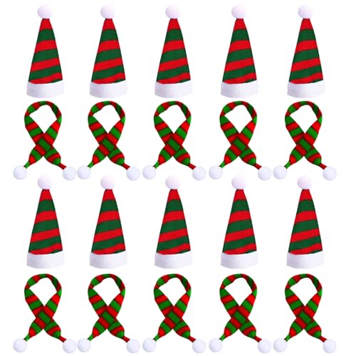 Mini Weihnachtsmütze, Flaschen Deko Weihnachten, 20 Stück Weihnachtsmützen Mini und Mini Schal Set,Kleine Weihnachtsmützen Geeignet für Weihnachten Mini Weihnachtsmütze, Flaschen Deko Weihnachten, 20 Stück Weihnachtsmützen Mini und Mini Schal Set,Kleine Weihnachtsmützen Geeignet für Weihnachten von LUISAS