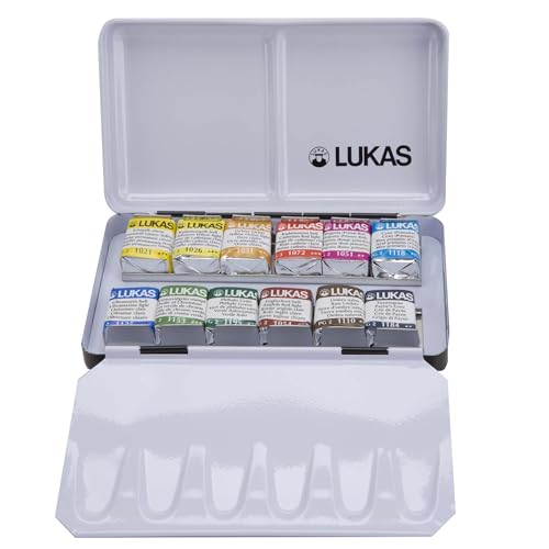 LUKAS AQUARELL 1862, Aquarellfarben in Profi-Qualität, Set mit 12 x 1/2-Näpfchen im Metallkasten, rot LUKAS AQUARELL 1862, Aquarellfarben in Profi-Qualität, Set mit 12 x 1/2-Näpfchen im Metallkasten, rot von LUKAS