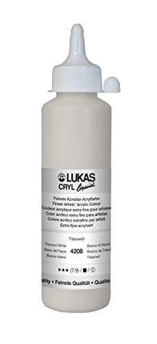LUKAS CRYL liquid 250 ml - Flüssige Acrylfarbe in Profi-Qualität - Farbton Titanweiß von LUKAS