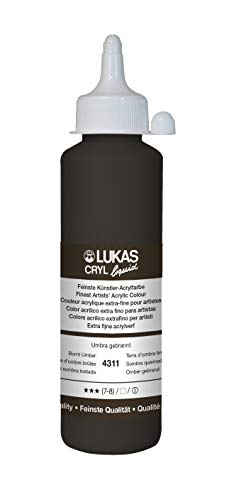 LUKAS CRYL liquid 250 ml - Flüssige Acrylfarbe in Profi-Qualität - Farbton Umbra gebrannt von LUKAS