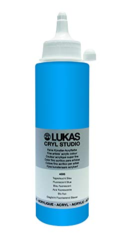 LUKAS Cryl Studio 250 ml, Acrylfarbe in Premium-Qualität, Tagesleuchtfarbe Blau von LUKAS
