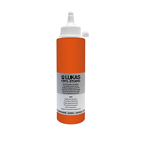 LUKAS Cryl Studio 250 ml, Acrylfarbe in Premium-Qualität, Tagesleuchtfarbe Signalrot von LUKAS