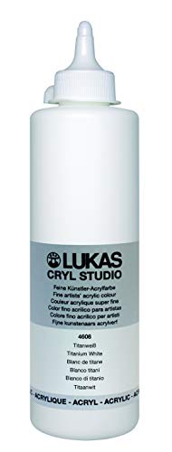 LUKAS Cryl Studio 500 ml, Acrylfarbe in Premium-Qualität, Titanweiß von LUKAS
