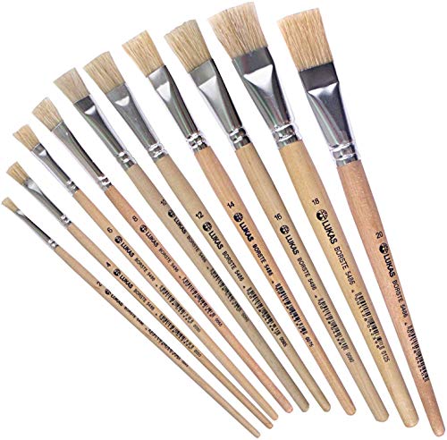 LUKAS Flach-Pinsel/Borstenpinsel 10er Set - F?r Acryl, ?l, Gouache etc. Gr??e: 2, 4, 6, 8, 10, 12, 14, 16, 18, 20 Echthaar (2 Sets) von LUKAS