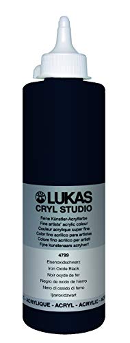 Lukas Cryl Studio 500 ml, Acrylfarbe in Premium-Qualität, Eisenoxidschwarz von LUKAS
