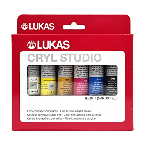 LUKAS Cryl Studio Acrylfarben-Set 6 x 20 ml, rot von LUKAS