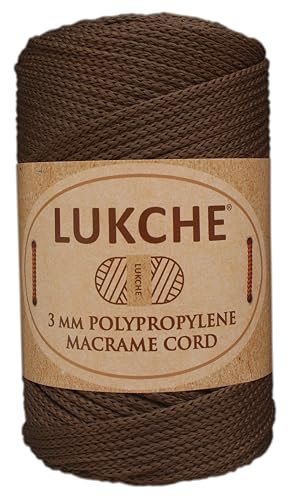 Lukche Makramee-Schnur, 3 mm dick, 100 % Polypropylen, 100 % Polypropylen, buntes Garn, Häkeln, Makramee, Tasche, Handwerk für Wandaufhänger, Taschen, Bodenplatten (Braun, 1 Knäuel) von LUKCHE