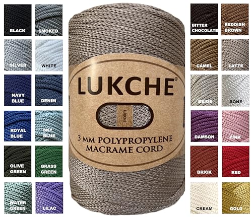 Lukche Makramee-Schnur aus 100 % Polypropylen, 3 mm, 100 % Polypropylen, buntes Garn, Häkeln, Makramee, Tasche, Handwerk für Wandaufhänger, Bodenplatten, Teppiche, 147 m, Farbe Latte 1 Lukche Makramee-Schnur aus 100 % Polypropylen, 3 mm, 100 % Polypropylen, buntes Garn, Häkeln, Makramee, Tasche, Handwerk für Wandaufhänger, Bodenplatten, Teppiche, 147 m, Farbe Latte 1 von LUKCHE