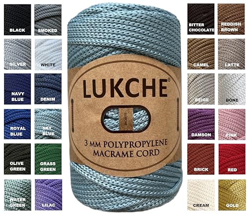 Lukche Premium-Polyester-Makramee-Seil, 3 mm, 100 % Polypropylen, Premium-Makramee-Seil, buntes Garn, Häkeln, Makramee, Tasche, Handwerk für Wandaufhänger, Taschen, Bodenplatten, Teppiche (Himmelblau) Lukche Premium-Polyester-Makramee-Seil, 3 mm, 100 % Polypropylen, Premium-Makramee-Seil, buntes Garn, Häkeln, Makramee, Tasche, Handwerk für Wandaufhänger, Taschen, Bodenplatten, Teppiche (Himmelblau) von LUKCHE