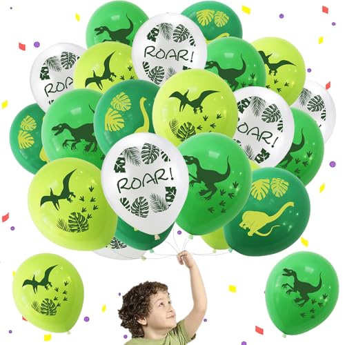 LUKIUP 40 Stücke Dinosaurier Ballon, 12 Zoll Dinosaurier Latex Luftballons, Grün Weiß Kinder Deko Dino Party Ballon mit Band für Dschungel Boys Girls Geburtstag Dekorationen LUKIUP 40 Stücke Dinosaurier Ballon, 12 Zoll Dinosaurier Latex Luftballons, Grün Weiß Kinder Deko Dino Party Ballon mit Band für Dschungel Boys Girls Geburtstag Dekorationen von LUKIUP