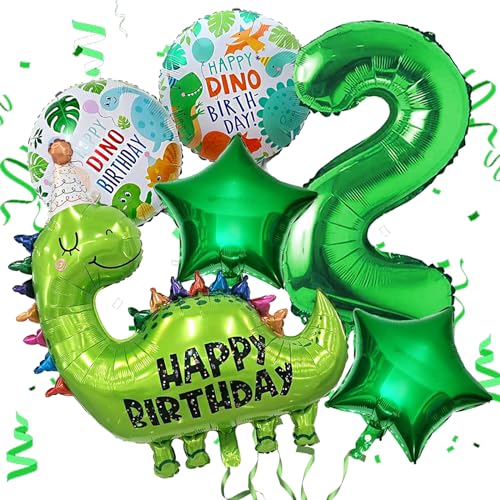 Dino Geburtstag Deko 2 Jahre, Geburtstagsdeko 2 Jahr Jungen, Dinosaurier Folienballons Grün, Luftballons Dino Happy Birthday, Luftballon 2, Dschungel Geburtstag Deko für 2 Jahre Geburtstagsparty von LUKIUP