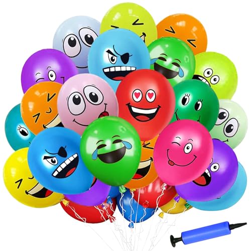100 Stück Emotion Serie Latex Luftballons mit Luftpumpe,12 Zoll luftballons smiley, Niedlich Lustig Luftballons, Verschiedene emotion luftballon, für Kinder Geburtstag Deko Jungen Mädchen Baby Shower 100 Stück Emotion Serie Latex Luftballons mit Luftpumpe,12 Zoll luftballons smiley, Niedlich Lustig Luftballons, Verschiedene emotion luftballon, für Kinder Geburtstag Deko Jungen Mädchen Baby Shower von LUKIUP