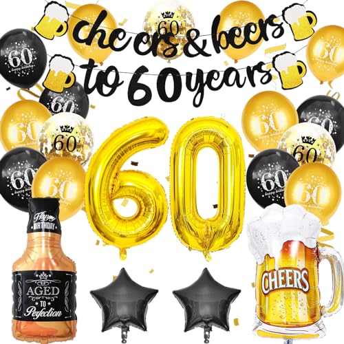 LUKIUP 60 Geburtstag Männer Deko, 32in Nummer 60 Folienballons, Happy Birthday Geburtstagdeko mit Jubel Banner, Zeichen 60, Schwarz Gold Luftballons Konfetti Luftballons für 60 Jahre Männer Frauen LUKIUP 60 Geburtstag Männer Deko, 32in Nummer 60 Folienballons, Happy Birthday Geburtstagdeko mit Jubel Banner, Zeichen 60, Schwarz Gold Luftballons Konfetti Luftballons für 60 Jahre Männer Frauen von LUKIUP